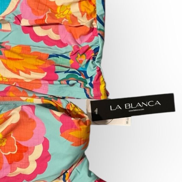 La Blanca Women's Bandeau Ruched Tankini Swimsuit Breezy Beauty L NWT - Picture 7 of 11